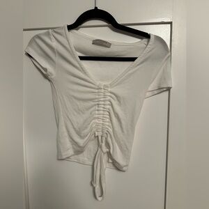 AllSaints white ribbed ruched t-shirt